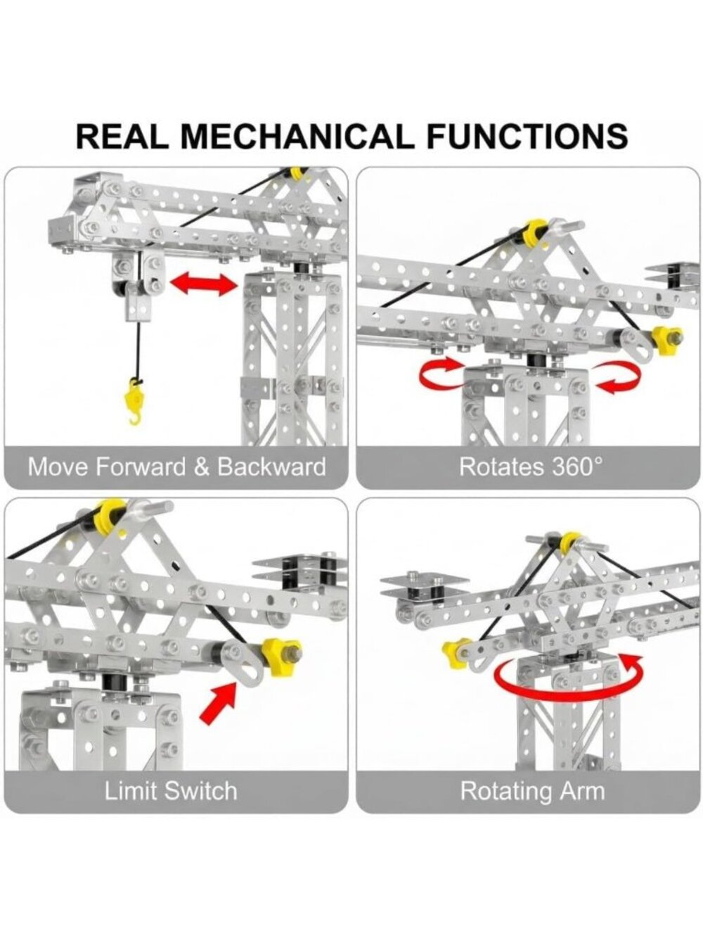 273pcs Metal Building Toy Set - 3-in-1 Tower Crane, Windmill & Erector Kit for - Picture 7 of 9